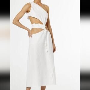 Qishma Abelia Front and Back Exposed White Midi Dress Small